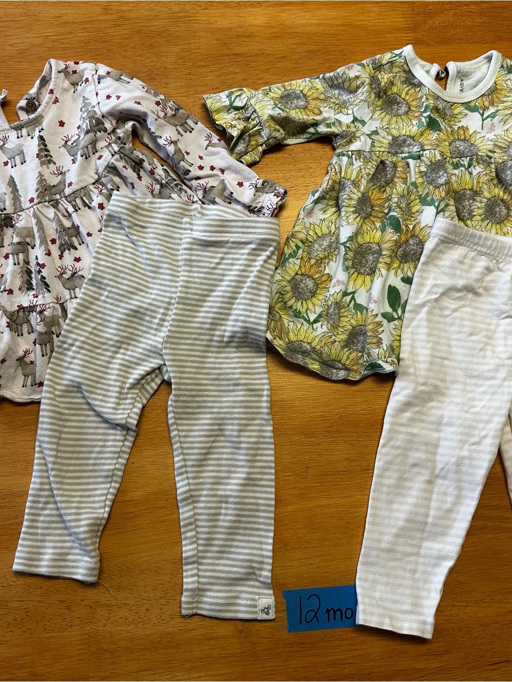 Burt’s Bees Sunflower Print Shirt and Striped Leggings Set & Reindeer Outfit Set